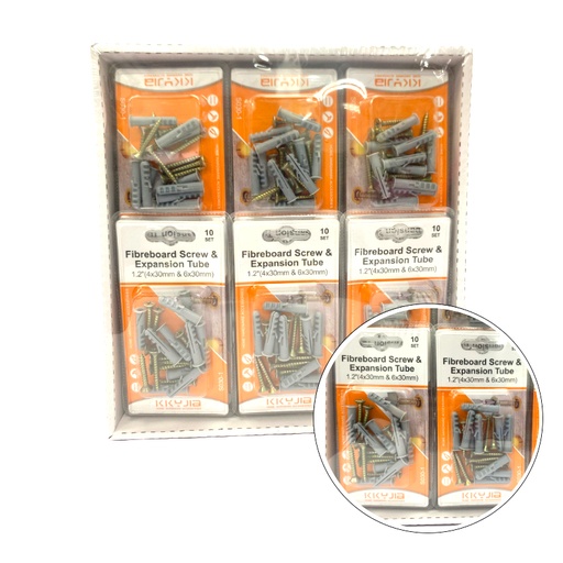 [HW05947] Fibreboard Screw & Expansion - 10SET 1.2" (30mm & 6x30mm) (S030-1) (S030-1)